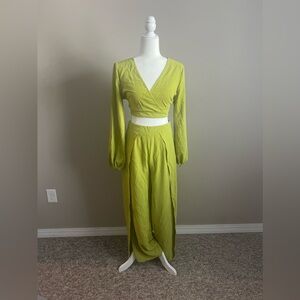 SHEIN 2 piece Lime Green Set
